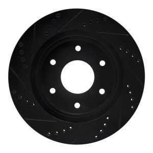 Infiniti QX56 Brake Rotor (1) - Front Right - R1 Concepts - Drilled & Slotted - Black - `05-`07